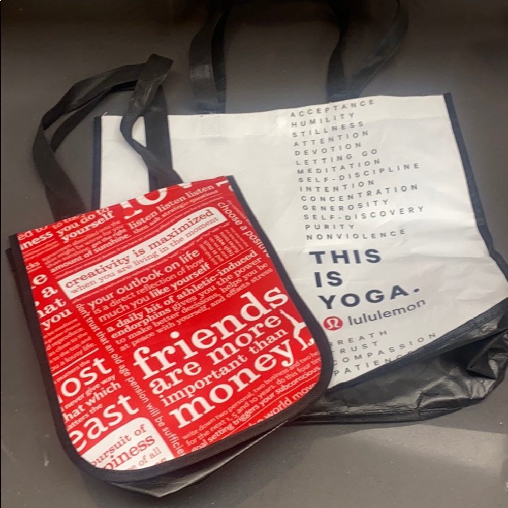 2 lululemon Reusable Bags + wine tote